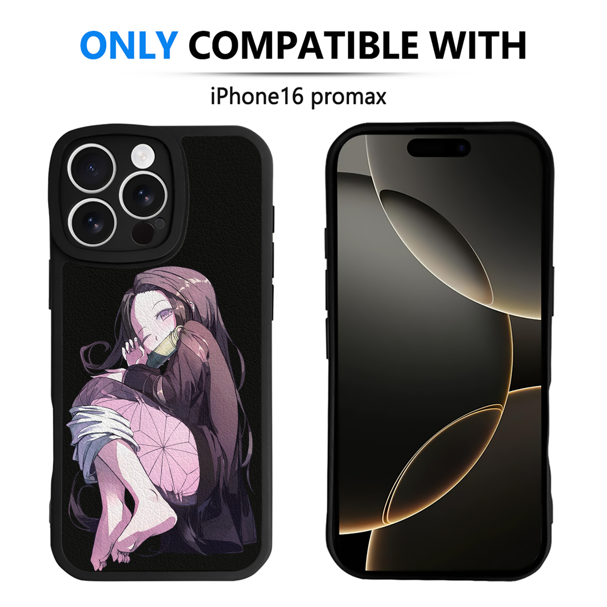 （画像用） 鬼滅の刃（きめつのやいば）竈門 禰󠄀豆子／かまど ねずこ Kamado Nezuko 【iPhone 16シリーズ対応】シリコンスマホケース（レザー調） 材質：シリコン